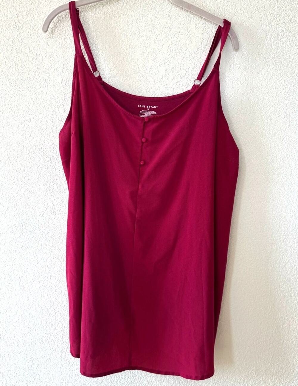 Lane Bryant Women 18 Magenta Mixed Media Cami Tank Adjustable Strap Plus